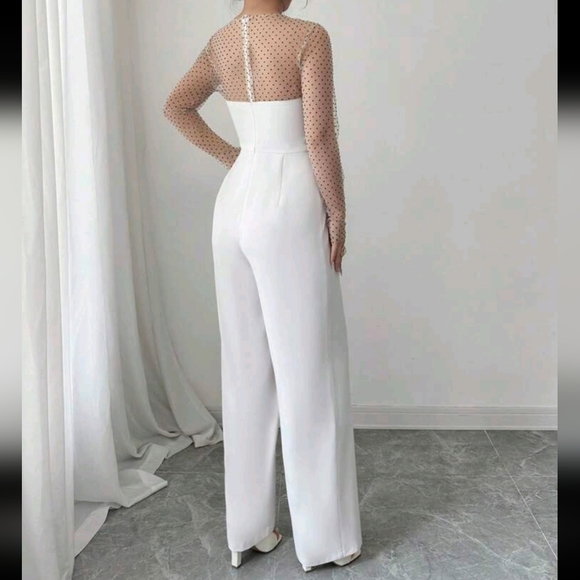 Spring/Summer Elegant Mesh Patchwork Jumpsuit - Picture 2 of 4